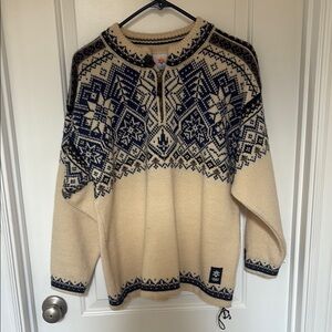 Dale of Norway Nordic Cream and Black Zip Up Sweater. Salt Lake 2002 Olympics